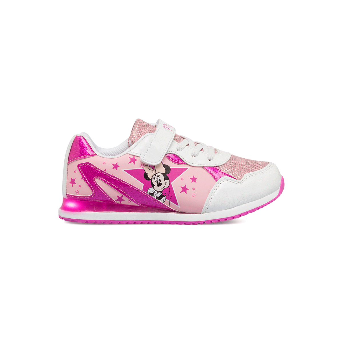 Sneakers primi passi rosa e fucsia da bambina con luci Minnie, Scarpe Bambini, SKU s333000112, Immagine 0